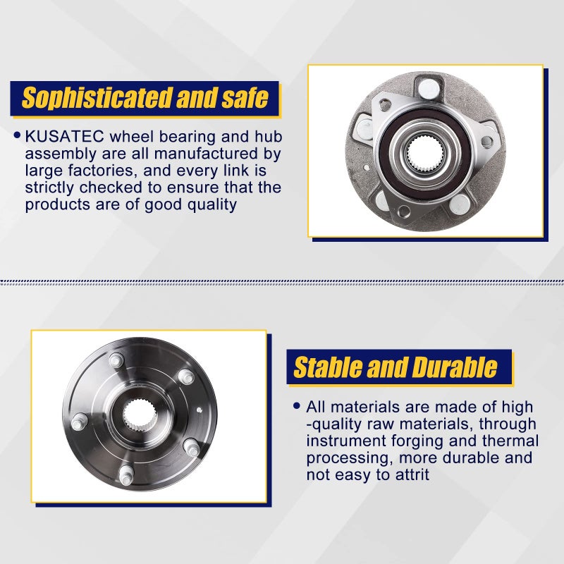 KUSATEC 513288 Front/Rear Wheel Hub & Bearing Assembly Compatible with for Buick Allure/LaCrosse/Regal  for Chevy Impala/Equinox/Malibu  GMC Terrain  Saab 9-5  5 Lug w/ABS - Image 4